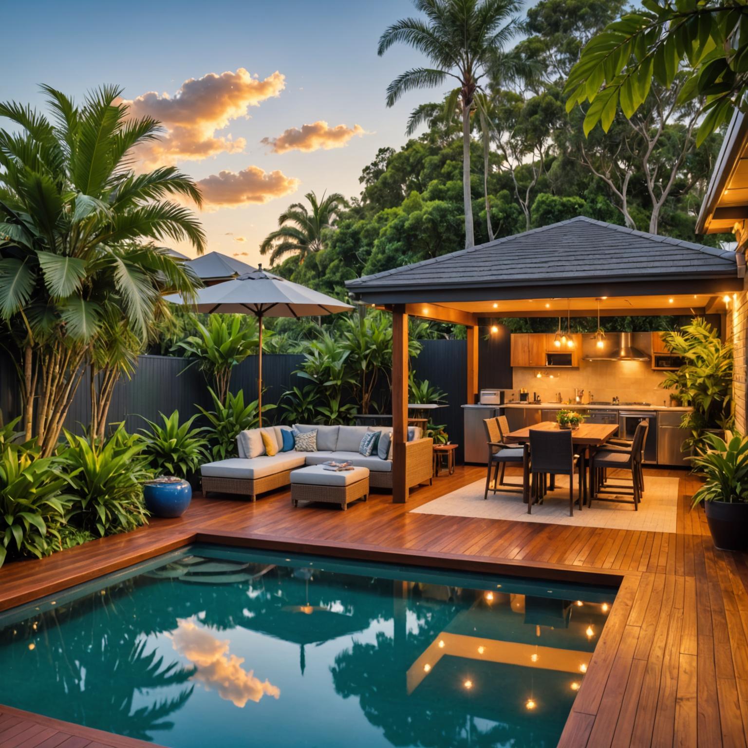 Outdoor entertaining area with pergola and BBQ